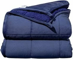 Argstar Sherpa Fleece Weighted Blanket For Adults 20 Lbs On Queen Bed, Unicolor Dual Sides, Soft Cozy Fuzzy Plush Heavy Blankets With Premium Glass Beads, 60"x80", Navy Blue. -Electric Blankets Sales Store 51mknJcrVQL. AC