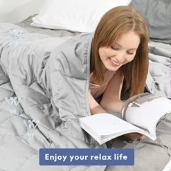 9.8 Newton Warm Weighted Blanket, Various Sizes For Children And Men, Breathable Cotton With Glass Beads, 48”×72” - 20lbs Light Grey. -Electric Blankets Sales Store 51mnUaSlPKL