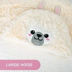 Happy Fuel Llama Alpaca Wearable Hooded Blanket For Adults - Fluffy Super Soft Shaggy Faux Fur, Fuzzy Warm Cozy Plush Furry Fleece & Sherpa Hoodie Throw Cloak Wrap - Llama Gifts For Women Adults And Kids -Electric Blankets Sales Store 51mpaz10fSL