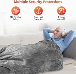 COMFIER Heated Blanket 50x60, Fast Heating Blanket Throw, Grey Soft Flannel Heated Throw Electric Blanket, 3 Heat Levels & 4 Hours Auto Shut Off, Machine Washable,Grey, Home Office Use -Electric Blankets Sales Store 51mqr7TfLaL