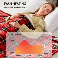 Octrot Electric Heated Blanket, 10 Heating Level Throw Blanket & 5 Options Auto Off & 5 Min Fast Heating Blanket For Adult, Sherpa Heated Blanket Soft Lap Warming (50''x62'', Red Plaid) -Electric Blankets Sales Store 51n1W4T0C5L