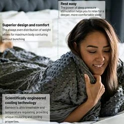 WEIGHTED EVOLUTION Weighted Blanket King Size 25 Pounds- With Removable Bamboo Minky Fleece Duvet Cover - 80x87- 100% Oeko TEX- Queen/King Size- Heavy Blanket For Adults- Gray Navy Blue Minky/grey Bamboo -Electric Blankets Sales Store 51navUKWI1L