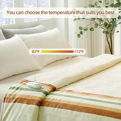 Jet's Home Heated Blanket Full Size 72‘’X84‘’Soft Silky Plush Electric Blanket With 4 Heating Level & 10 Hour Auto Off Heating Blanket,ETL Certified Machine Washable Beige 5 Jet's Home Heated Blanket Full Size 72‘’X84‘’Soft Silky Plush Electric Blanket With 4 Heating Level & 10 Hour Auto Off Heating Blanket,ETL Certified Machine Washable Beige - Image 3