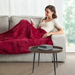 PROALLER Heated Blanket Electric Throw, 10 Levels & 4H Timer Auto-Off, Machine Washable, Soft Flannel Sherpa Full Body Warming, Sofa Bed Office Use, Heating Blanket 50" X 60", Red -Electric Blankets Sales Store 51o7LJsx3pL