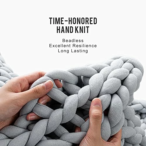 Knitted Weighted Blanket 15 LBS Queen Size 60x80 Inch, Uttermara Chunky Knit Weighted Blanket Handmade For Relax, Calming Or Home Decor, Weighted Blanket No Beads Snuggle For Adults, Grey 5 Knitted Weighted Blanket 15 LBS Queen Size 60x80 Inch, Uttermara Chunky Knit Weighted Blanket Handmade For Relax, Calming Or Home Decor, Weighted Blanket No Beads Snuggle For Adults, Grey - Image 3