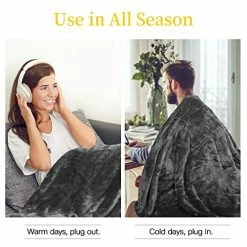 WAPANEUS Electric Blanket 72”x84” Flannel Heated Blanket Full Size With 5 Heating Settings 10 Hours Auto-Off, Fast-Heating, ETL Listed, Machine Washable, Dark Grey -Electric Blankets Sales Store 51oGNHlYaNL