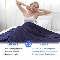 LAVEDER Weighted Blanket Adults 15 Lbs(60''x80'', Navy ) For Queen Or King Size Bed 100% Cotton With Glass Beads -Electric Blankets Sales Store 51oGYP4tIRL