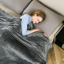 BESTCHIC Electric Heated Blanket Twin Size 62" X 84", Fast Heating Blanket 100% Polyester Soft Flannel, 4 Heating Levels 10 Hours Auto-Off, ETL Certified Dual Controllers, Machine Washable (Grey) Gray-flannel & Sherpa