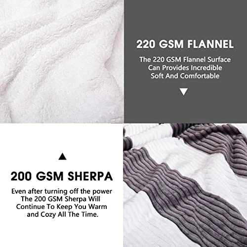 Octrot Heated Electric Throw Blankets, Plush Flannel Heating Electric Throw Blanket For Adults, Heated Fuzzy Sherpa Blanket Throw Electric, 10 Heat Settings & 8 Hours Auto Off, 50x62 Inch, Grey 4 Octrot Heated Electric Throw Blankets, Plush Flannel Heating Electric Throw Blanket For Adults, Heated Fuzzy Sherpa Blanket Throw Electric, 10 Heat Settings & 8 Hours Auto Off, 50x62 Inch, Grey - Image 2