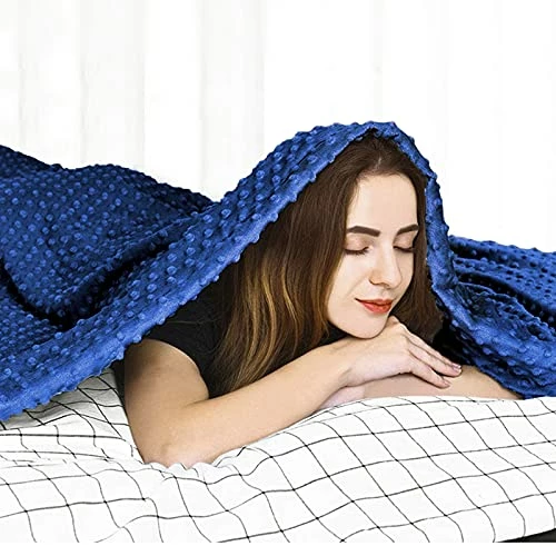 SNSH Weighted Blanket Queen Size With Cover Premium Glass Beads (60"x80" | 20 Lbs, Dark Grey + Navy Cover) 4 SNSH Weighted Blanket Queen Size With Cover Premium Glass Beads (60"x80" | 20 Lbs, Dark Grey + Navy Cover) - Image 2