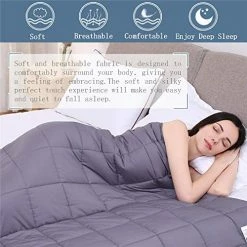 KPBLIS Weighted Blanket 20 Lbs 60" X 80" For 180-220 Lbs, 100% Cotton Fabric Full Size Blankets 2.0 For Adult, Dark Gray Smaller Pockets Blanket + Grey Plush Cover -Electric Blankets Sales Store 51p77lGhRvL