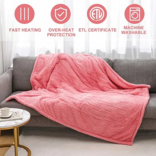 Bilicolor Heated Blanket Electric Throw Luxury Faux Fur Sherpa Fast Heating Blanket ETL Certification With 5 Heating Levels 3 Hours Auto Off Machine Washable Grey 4 Bilicolor Heated Blanket Electric Throw Luxury Faux Fur Sherpa Fast Heating Blanket ETL Certification With 5 Heating Levels 3 Hours Auto Off Machine Washable Grey - Image 2