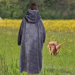 CozyLeep Wearable Blanket Hoodie For Women And Men, Warm And Cozy Hooded Blanket Sweatshirt, Thick Long-Length Flannel Blanket Jacket With Giant Pocket, Dark Gray Grey -Electric Blankets Sales Store 51pfZ8ktAGL