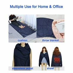 Lomitech Electric Heated Blanket-Heating Travel Blanket -Camping Blanket Wearable Blanket -Multi-purpose Blanket -5V2A USB Fast Heating Technology For Outdoor Home Office, Navy Blue (Battery Pack Not Included) -Electric Blankets Sales Store 51plc55mVAL