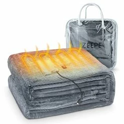 IZEEPE Electric Blanket Heated Throw, Cordless Heating Pad With 3 Heating Levels, Portable USB Heated Blanket For Travel, 53"x23" Cozy Flannel Fast Heating, Home, Car & RV Uses, Machine Washable, Grey