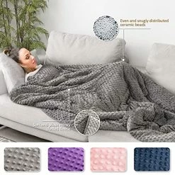 Weighted Blanket 15 Lbs, Sted Weighted Blanket Queen Size, Minky Dot Weighted Blanket For Adult, Dual Sided Soft Thick Heavy Blanket With Premium Glass Beads, Machine Washable, Grey 60"×80" 15 Lbs -Electric Blankets Sales Store 51pslDTbmhS 1