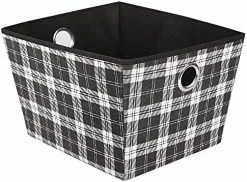 Home Basics Breathable Non-Woven Fabric Home Storage & Organization | Plaid Design In White Black & Grey | Sturdy Fiberboard Construction | (Storage Bin With Grommet Handle) -Electric Blankets Sales Store 51puZw5RUJS. AC