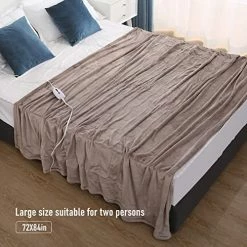 CURECURE Heated Electric Blanket Full Size 72" X 84" Oversized Flannel Heated Blanket With 4 Heating Levels & 10 Hours Auto Off, Comfort Warm Blanket For Bed Sofa Home Office Use, Machine Washable Linen 17 CURECURE Heated Electric Blanket Full Size 72" X 84" Oversized Flannel Heated Blanket With 4 Heating Levels & 10 Hours Auto Off, Comfort Warm Blanket For Bed Sofa Home Office Use, Machine Washable Linen -Electric Blankets Sales Store 51qHYer4JDL
