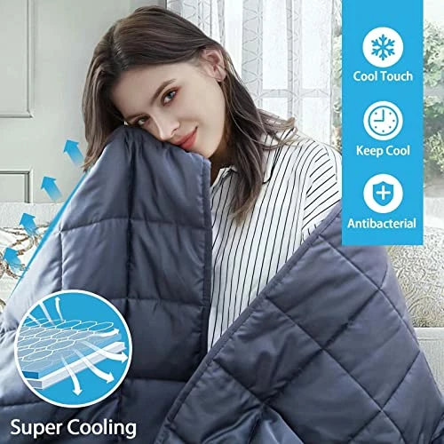 Yescool Cooling Weighted Blankets, Soft Heavy Blankets For Adults And Teens Sleeping, Cool Breathable Blanket For All Season With Premium Glass Bead, Washable, Grey (Grey, 60x80-20lbs) 6 Yescool Cooling Weighted Blankets, Soft Heavy Blankets For Adults And Teens Sleeping, Cool Breathable Blanket For All Season With Premium Glass Bead, Washable, Grey (Grey, 60x80-20lbs) - Image 4