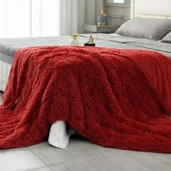 Topblan Faux Fur Weighted Blanket 20lbs, 60" X 80" Uniformed Color Sherpa Fleece Weighted Blanket Full Queen Size For Women Men Relaxing, Wine Red -Electric Blankets Sales Store 51qlUAHt7zL. AC