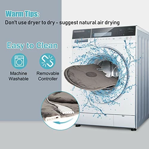 HEYNEMO Large Electric Heating Pad For Back Pain Relief And Cramps Relief,Electric Blanket Heat Wrap For Neck And Shoulders,3 Heat Settings 2 Auto-Off,25"x27" Ultra-Soft Heated Pad,Grey 7 HEYNEMO Large Electric Heating Pad For Back Pain Relief And Cramps Relief,Electric Blanket Heat Wrap For Neck And Shoulders,3 Heat Settings 2 Auto-Off,25"x27" Ultra-Soft Heated Pad,Grey - Image 5