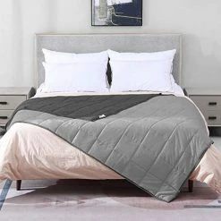 YSTHER Weighted Blanket Twin Size 48 X 72 15 Pounds Cooling Weighted Blanket For Adult Heavy Blanket With Premium Glass Beads（Black & Purple） -Electric Blankets Sales Store 51quNq5BP1L. AC