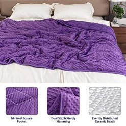 Kivik Purple Weighted Blanket 15 Lbs For Adult, Super Soft Sherpa Fleece Heavy Blanket Minky Dot Plush Weighted Throw Blanket With Glass Beads, Dual Side, Purple,60x80 Inches Navyblue