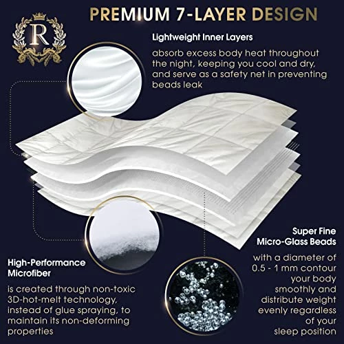 Royal Therapy Weighted Blanket - Heavy 100% Cotton Blankets With Premium Glass Beads (60''x80'' 20lbs, French Grey), Suitable For One Person (~200lb) - Use On Queen/King Bed 5 Royal Therapy Weighted Blanket - Heavy 100% Cotton Blankets With Premium Glass Beads (60''x80'' 20lbs, French Grey), Suitable For One Person (~200lb) - Use On Queen/King Bed - Image 3