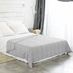 Ourea Adult Weighted Blankets 20 Lbs (60"x 80", Queen Size) With Natural Glass Beads, Light Grey/Navy Blue -Electric Blankets Sales Store 51roC6FAhOL