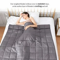 Anjee Weighted Blanket For Adult With Removable Duvet Cover, 60x80 Inches Queen Size 20lbs Heavy Blanket Warm Cozy Throw And Soft Minky Cover, Heating & Cooling Dual Used, Brown 60x80-20 Pounds -Electric Blankets Sales Store 51rtoGVl7nL