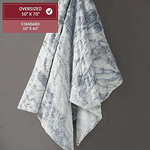 Beautyrest Zuri Reversible Faux Fur To Mink Electric Blanket, Auto Shut Off, Virtually Zero EMF, Multi Heat Setting, UL Certified, Machine Washable, Grey/Blue Throw 50x70 6 Beautyrest Zuri Reversible Faux Fur To Mink Electric Blanket, Auto Shut Off, Virtually Zero EMF, Multi Heat Setting, UL Certified, Machine Washable, Grey/Blue Throw 50x70 - Image 4