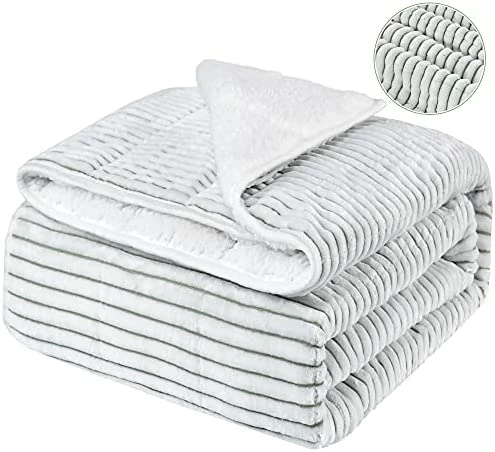 Sherpa Fleece Weighted Blanket For Adult 48x72 Inches, Netoolen 15lbs Heavy Thick Soft Cozy Fuzzy Striped Flannel Reversible Throw Blanket For Bed Couch Sofa, Grey (48x72in,15 Pounds) 13 Sherpa Fleece Weighted Blanket For Adult 48x72 Inches, Netoolen 15lbs Heavy Thick Soft Cozy Fuzzy Striped Flannel Reversible Throw Blanket For Bed Couch Sofa, Grey (48x72in,15 Pounds) - Image 11