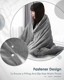 NB Electric Blanket Heated Throw Flannel & Sherpa Fast Heating Blanket 50" X 60", ETL Certification With 6 Heating Levels & 5 Auto-Off Timing Settings, Home Use & Machine Washable, Grey & White -Electric Blankets Sales Store 51tXhmUJfML