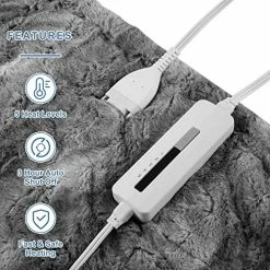 Coomiss Electric Heated Blanket 50" X 60" Luxury Faux Fur Sherpa Fast Heating Blanket ETL Certification With 5 Heating Levels 3 Hours Auto Off Machine Washable Grey -Electric Blankets Sales Store 51uAiCBdbgL