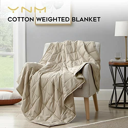 YnM Weighted Blanket — Heavy 100% Oeko-Tex Certified Cotton Material With Premium Glass Beads (Khaki, 48''x72'' 15lbs), Suit For One Person(~140lb) Use On Twin/Full Bed … … 3 YnM Weighted Blanket — Heavy 100% Oeko-Tex Certified Cotton Material With Premium Glass Beads (Khaki, 48''x72'' 15lbs), Suit For One Person(~140lb) Use On Twin/Full Bed … …