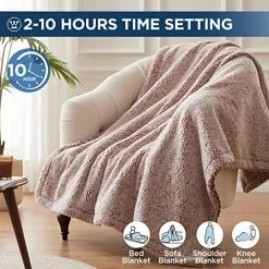 Westinghouse Electric Blanket Throw Size, Soft Plush Sherpa Heated Blanket With 6 Heating Levels & 2-10 Hours Auto-Off, Machine Washable, 50x60 Inches, Rust -Electric Blankets Sales Store 51usVXozOqL