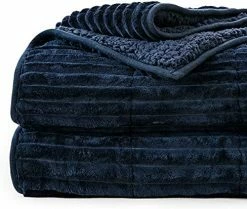Lofus Sherpa Fleece Weighted Blanket, 15 Lbs Ribbed Microfiber Heavy Blanket, Mink Stripe Throw Blanket, Reversible Fluffy Sherpa Super Soft Warm, 60 X 80 Inches, Grey -Electric Blankets Sales Store 51vL wSMUpL. AC