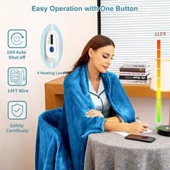 MSDUNOVR Heated Blanket Full Size 72"X84", Soft Electric Blanket With 4 Heating Levels, ETL&FCC Certification, Over-Heat Protection, Machine Washable, For Home Office Use(Light Blue) Brown (72'' X 84'')