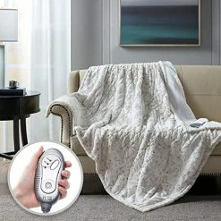 Hyde Lane Sherpa Electric Throw Blanket | Premium Snow Leopard 60x70 Oversized Plush Heating Blanket | Extra Cozy & Soft | 3 Heat Settings | Auto-Shutoff | Machine Washable