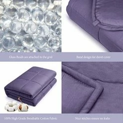 Royal Therapy Weighted Blanket - Heavy 100% Cotton Blankets With Premium Glass Beads (60''x80'' 20lbs, Smoke Grey), Suitable For One Person (~200lb) - Use On Queen/King Bed -Electric Blankets Sales Store 51w7KsBkWuL