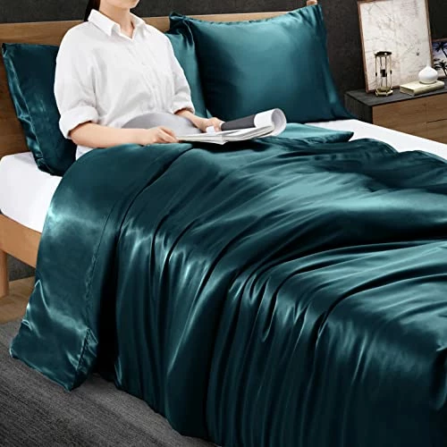 Ersmak 48" X 72" Duvet Cover For Weighted Blanket, Removable Satin Duvet Cover For Weighted Blanket, 8 Ties Secure Fastening, Teal 7 Ersmak 48" X 72" Duvet Cover For Weighted Blanket, Removable Satin Duvet Cover For Weighted Blanket, 8 Ties Secure Fastening, Teal - Image 5