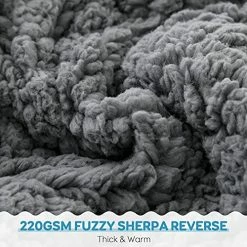 Lofus Sherpa Fleece Weighted Blanket, 15 Lbs Ribbed Microfiber Heavy Blanket, Mink Stripe Throw Blanket, Reversible Fluffy Sherpa Super Soft Warm, 60 X 80 Inches, Grey -Electric Blankets Sales Store 51wFKQpDyjL