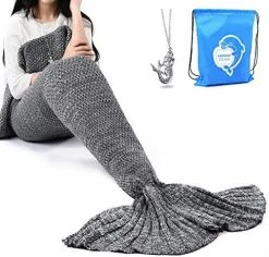 LAGHCAT Mermaid Tail Blanket Crochet Mermaid Blanket For Adult, Soft All Seasons Sleeping Blankets, Classic Pattern (71"x35.5", Blue) 29 LAGHCAT Mermaid Tail Blanket Crochet Mermaid Blanket For Adult, Soft All Seasons Sleeping Blankets, Classic Pattern (71"x35.5", Blue) -Electric Blankets Sales Store 51wKsEBZA6L. AC