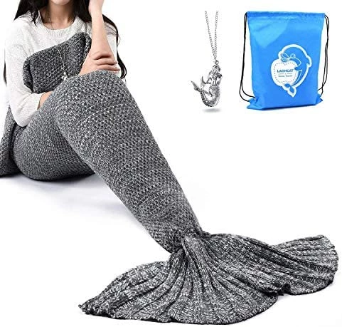 LAGHCAT Mermaid Tail Blanket Crochet Mermaid Blanket For Adult, Soft All Seasons Sleeping Blankets, Classic Pattern (71"x35.5", Blue) 15 LAGHCAT Mermaid Tail Blanket Crochet Mermaid Blanket For Adult, Soft All Seasons Sleeping Blankets, Classic Pattern (71"x35.5", Blue) - Image 13