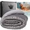 WEIGHTED EVOLUTION Weighted Blanket King Size 25 Pounds- With Removable Bamboo Minky Fleece Duvet Cover - 80x87- 100% Oeko TEX- Queen/King Size- Heavy Blanket For Adults- Gray Navy Blue Minky/grey Bamboo