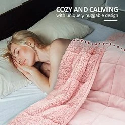 Weighted Blanket Kivik Sherpa Fleece Weighted Blanket 15 Lbs For Adult, Soft Plush Flannel Bed Blanket,Fluffy Cosy Heavy Blanket Warm Thick,Dual Side Baby Pink 60"x80" -Electric Blankets Sales Store 51wdDgJ8BIS