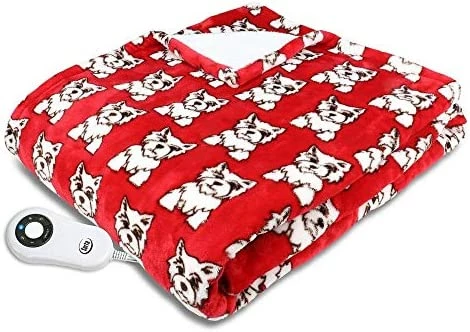 Serta Shiny Sherpa Electric Heated Warming Throw Blanket Penguin Red 6 Serta Shiny Sherpa Electric Heated Warming Throw Blanket Penguin Red - Image 4