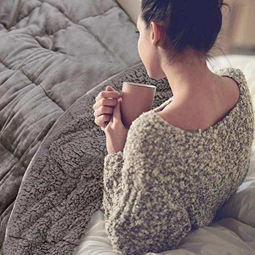Topblan Sherpa Fleece Weighted Blanket 12lbs, Uniformed Color With Fuzzy Fleece And Shaggy Sherpa To Help With Better Sleep, 48x72 Inches, Grey 4 Topblan Sherpa Fleece Weighted Blanket 12lbs, Uniformed Color With Fuzzy Fleece And Shaggy Sherpa To Help With Better Sleep, 48x72 Inches, Grey - Image 2