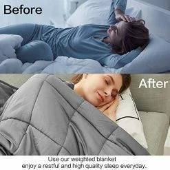 LIANLAM Weighted Blanket 15 Lbs (60"x80", Grey),Cooling Weighted Blanket For Adults, Soft Heavy Blanket With Glass Beads With 100% Cotton Material -Electric Blankets Sales Store 51xHj8NLBgL