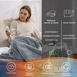 Bedsure Heated Blanket Electric Throw - Soft Ribbed Fleece Fast Heating Electric Blanket With 6 Heating Levels & 4 Time Settings, 3 Hours Auto-Off (50×60 Inches, Dark Grey) 20 Bedsure Heated Blanket Electric Throw - Soft Ribbed Fleece Fast Heating Electric Blanket With 6 Heating Levels & 4 Time Settings, 3 Hours Auto-Off (50×60 Inches, Dark Grey) -Electric Blankets Sales Store 51xPTMJXlXL